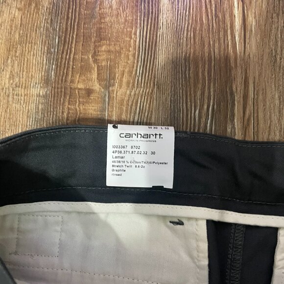Carhartt WIP Lamar 30x32 Graphite (grey) NWT Pant Chino Khaki Slim Straight - Picture 7 of 8